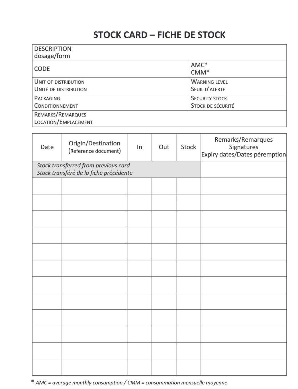 Stock Card