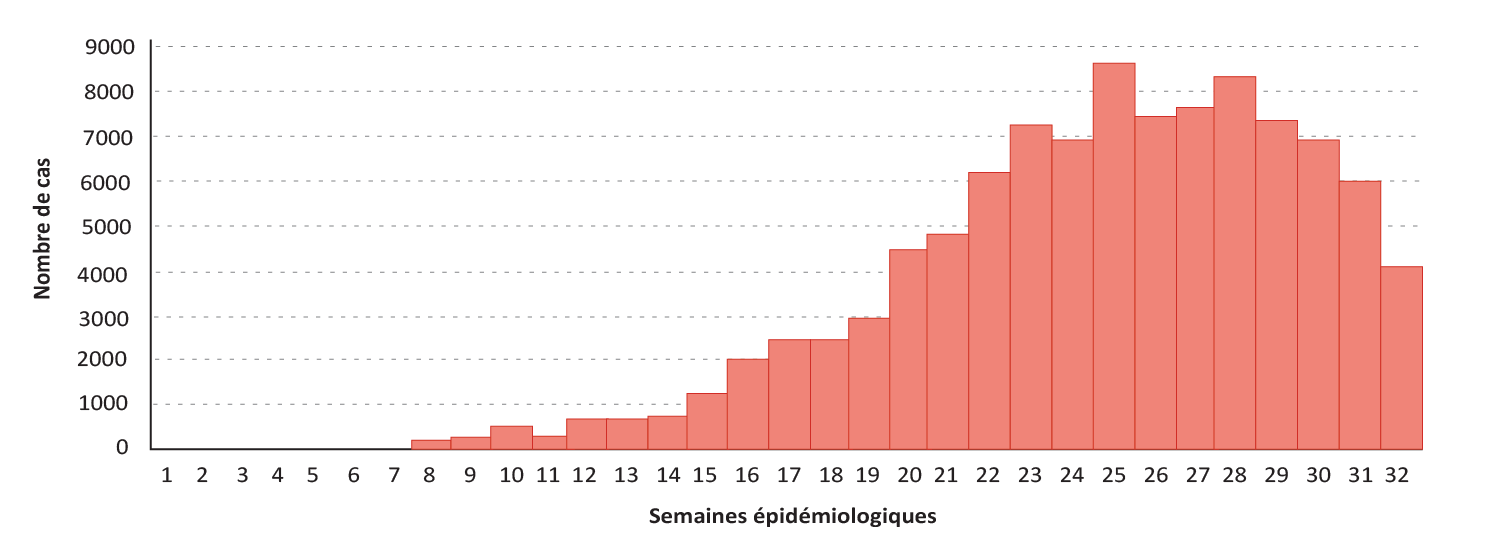 Figure 3.1 - Cas de rougeole enregistrés par semaine, Malawi, 2010
